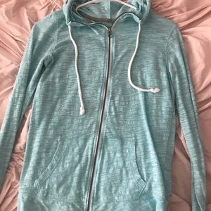 blue zip up